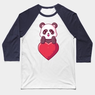 Cute Panda with big love. Gift for valentine's day with cute animal character illustration. Baseball T-Shirt